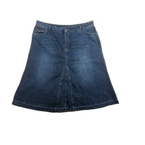 French Cuff Women Blue Denim Skirt Sz 24W